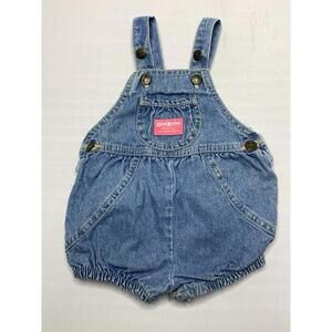 Vintage Oshkosh B'Gosh Vesteak 12 Months Denim Blue Bib Romper USA P151